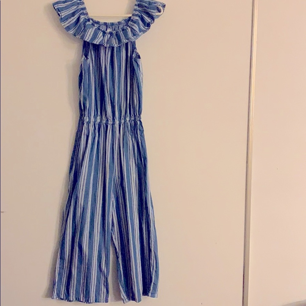 Blue and White Striped Jumpsuit
